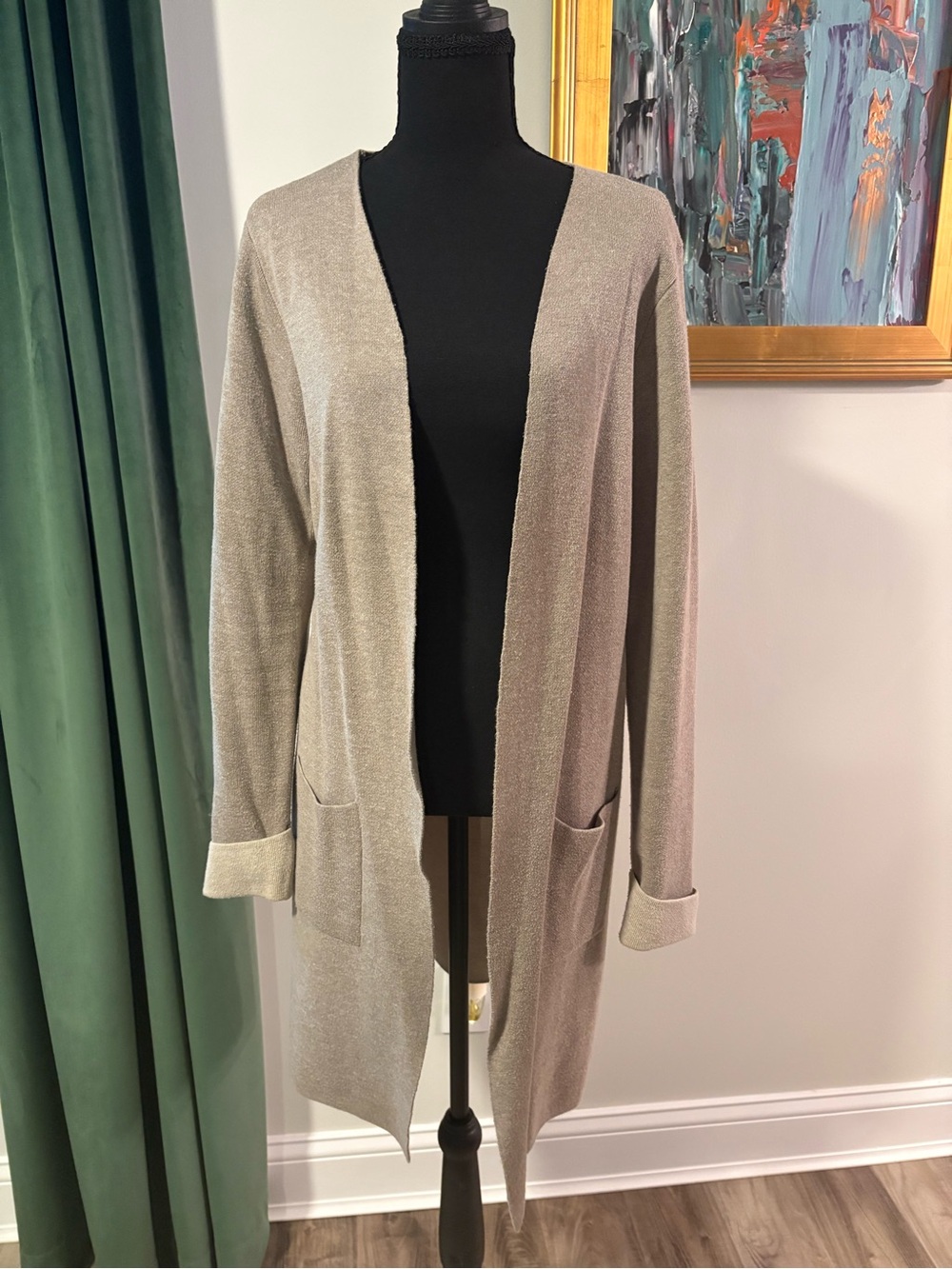 Light Brown Open-Front Women's Cardigan Sweater